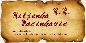 Miljenko Mačinković vizit kartica